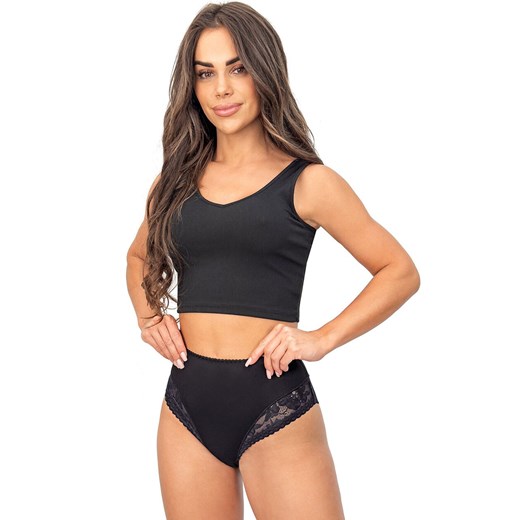 Donna koronkowe figi damskie z wysokim stanem czarne 235, Kolor czarny, Rozmiar S, Donna ze sklepu Intymna w kategorii Majtki damskie - zdjęcie 187253645