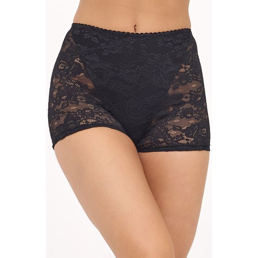 Gaia czarne koronkowe szorty z wysokim stanem 022, Kolor czarny, Rozmiar 2XL, Gaia ze sklepu Intymna w kategorii Majtki damskie - zdjęcie 187253727