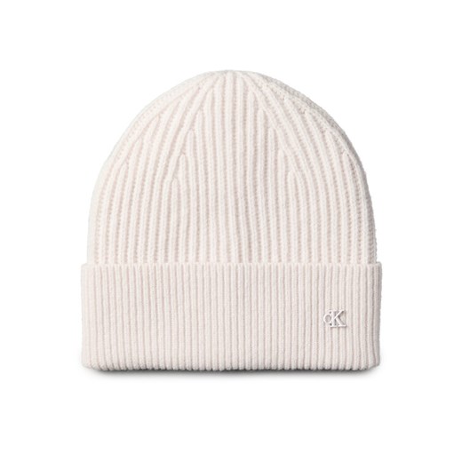Czapka Calvin Klein Ck Metal Wool Beanie LV04D8032G Écru ze sklepu eobuwie.pl w kategorii Czapki zimowe damskie - zdjęcie 187256367