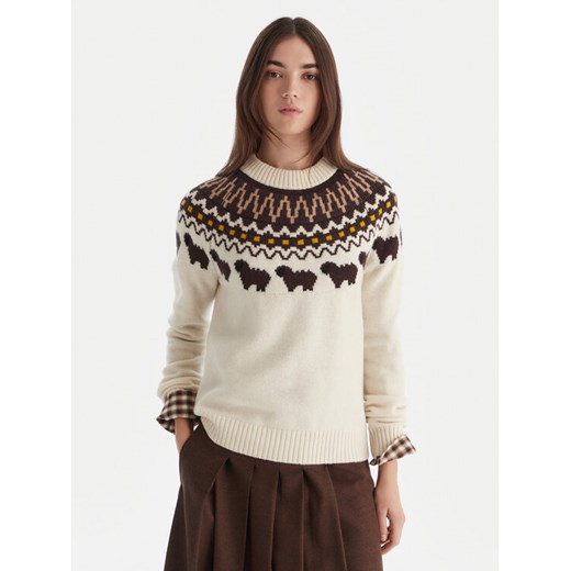 Hunter Sweter Ashie HARW0074251 Beżowy Regular Fit - id: 0000305568618 - marki Hunter - 187256706 Hunter Sweter Ashie HARW0074251 Beżowy Regular Fit ze sklepu MODIVO w kategorii Swetry damskie - zdjęcie 187256706