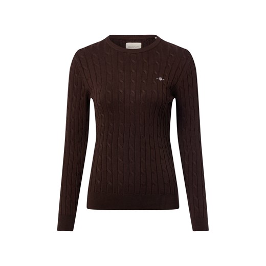 Gant Sweter damski Kobiety Bawełna czekoladowy wypukły wzór tkaniny ze sklepu vangraaf w kategorii Swetry damskie - zdjęcie 187257445