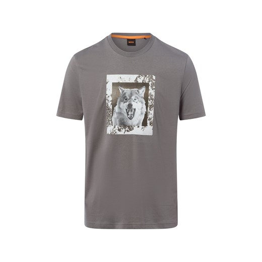 BOSS Orange Koszulka męska - Lupo Mężczyźni Bawełna szary nadruk - id: 783192-0002-09900 - marki BOSS HUGO BOSS - 187257459 BOSS Orange Koszulka męska - Lupo Mężczyźni Bawełna szary nadruk ze sklepu vangraaf w kategorii T-shirty męskie - zdjęcie 187257459