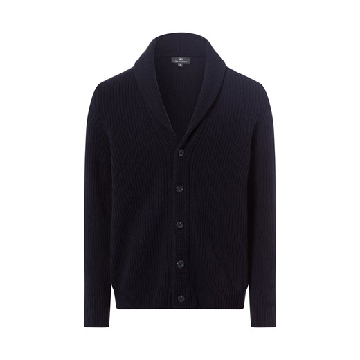 Nils Sundström Męski kardigan Mężczyźni Prążki granatowy jednolity ze sklepu vangraaf w kategorii Swetry męskie - zdjęcie 187257466