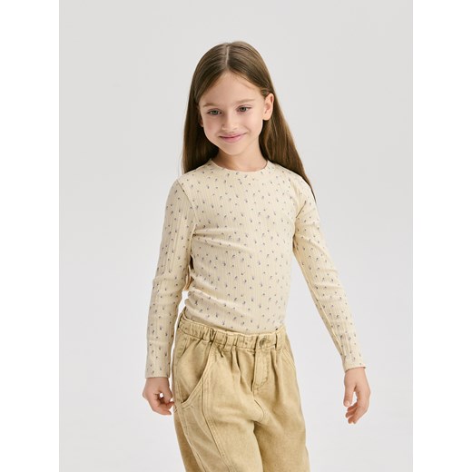 Reserved - Wzorzysta bluzka - kremowy - id: 404FT-02X - marki Reserved - 187258109 Reserved - Wzorzysta bluzka - kremowy ze sklepu Reserved w kategorii Bluzki dziewczęce - zdjęcie 187258109