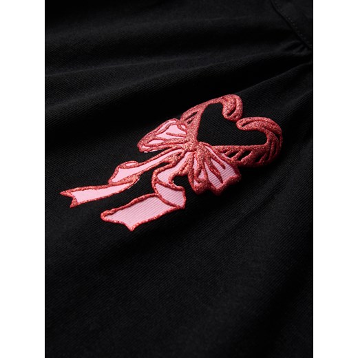 Reserved - Bawełniany T-shirt z haftem - czarny Reserved 110 (4-5 lat) Reserved