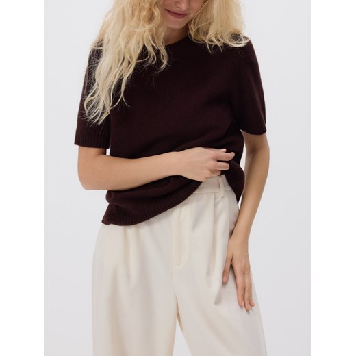 Reserved - Wełniany sweter - ciemnobrązowy ze sklepu Reserved w kategorii Swetry damskie - zdjęcie 187258226