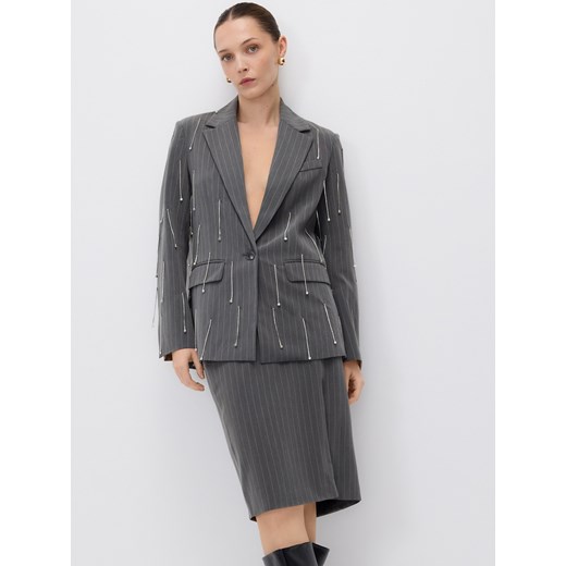 Reserved - Spódnica z rozcięciem - jasnoszary ze sklepu Reserved w kategorii Spódnice - zdjęcie 187258488