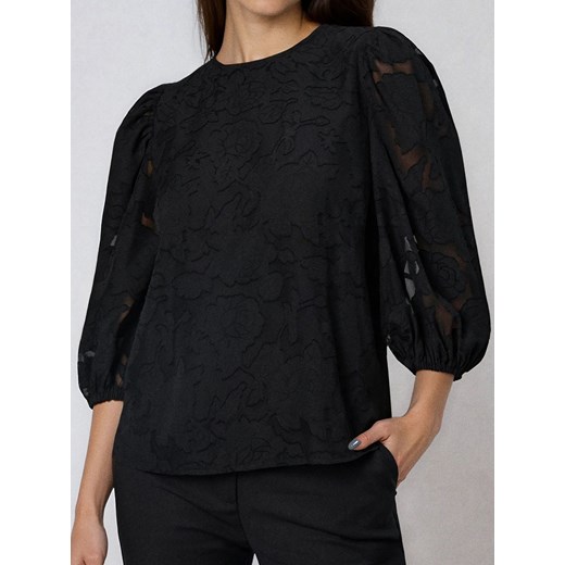 Sinsay - Elegancka bluzka z bufkami - czarny Sinsay XL Sinsay