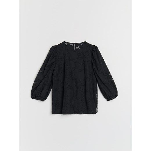 Sinsay - Elegancka bluzka z bufkami - czarny Sinsay XL Sinsay