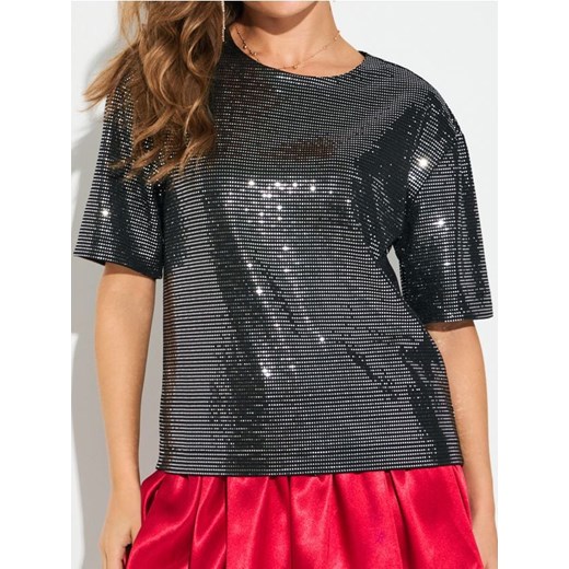 Sinsay - Koszulka z połyskującymi aplikacjami - srebrny ze sklepu Sinsay w kategorii Bluzki damskie - zdjęcie 187259137