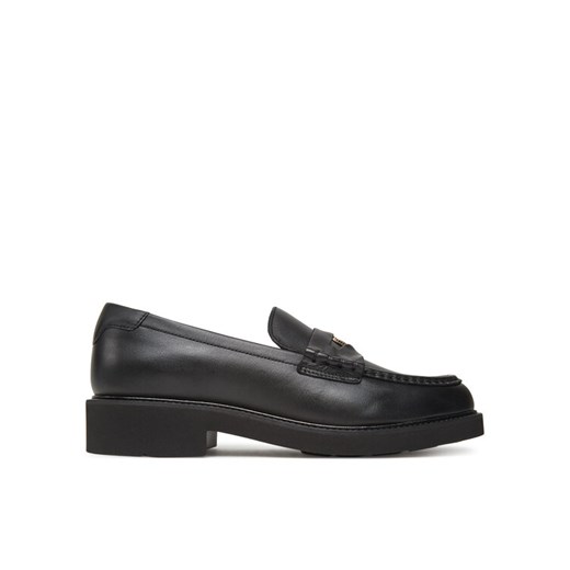 Mokasyny Tommy Hilfiger Crest Squarish Toe Penny Loafer FW0FW08633 Czarny ze sklepu eobuwie.pl w kategorii Lordsy damskie - zdjęcie 187259309