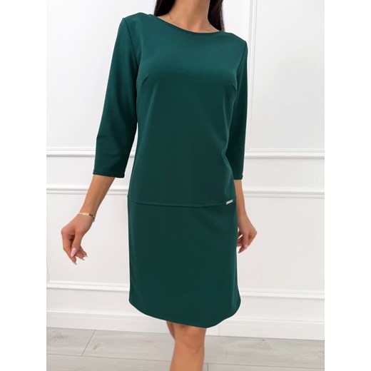 Ciemnozielona Prosta Sukienka ze sklepu ModnaKiecka.pl w kategorii Sukienki - zdjęcie 187260036