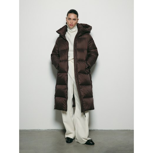 Reserved - Puchowy płaszcz - ciemnobrązowy ze sklepu Reserved w kategorii Płaszcze damskie - zdjęcie 187260386
