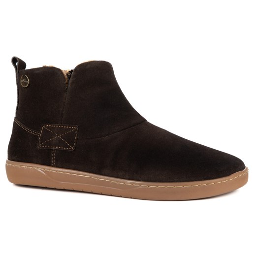 Buty damskie zimowe barefoot skórzane Z-B07 brązowe welurowe na zamek - id: 11742n - marki Olivier - 187260487 Buty damskie zimowe barefoot skórzane Z-B07 brązowe welurowe na zamek ze sklepu butyolivier w kategorii Botki - zdjęcie 187260487
