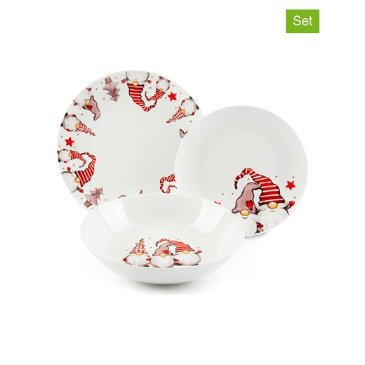 Trendy Kitchen by EXCÉLSA 18-częściowy zestaw talerzy "Gnome" w kolorze biało-czerwonym - id: 13250797 - marki Trendy Kitchen By Excélsa - 187261845 Trendy Kitchen by EXCÉLSA 18-częściowy zestaw talerzy "Gnome" w kolorze biało-czerwonym ze sklepu Limango Polska w kategorii Naczynia - zdjęcie 187261845