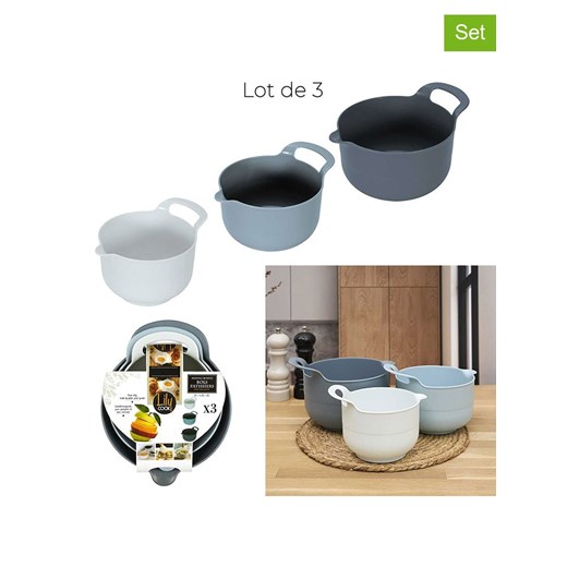 COOK CONCEPT Miski (3 szt.) w kolorze szarym, niebieskim i błękitnym ze sklepu Limango Polska w kategorii Akcesoria kuchenne - zdjęcie 187262109