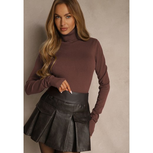 Brązowy Golf Sweterkowy z Domieszką Kaszmiru Zaivanna ze sklepu renee.pl w kategorii Swetry damskie - zdjęcie 187264627