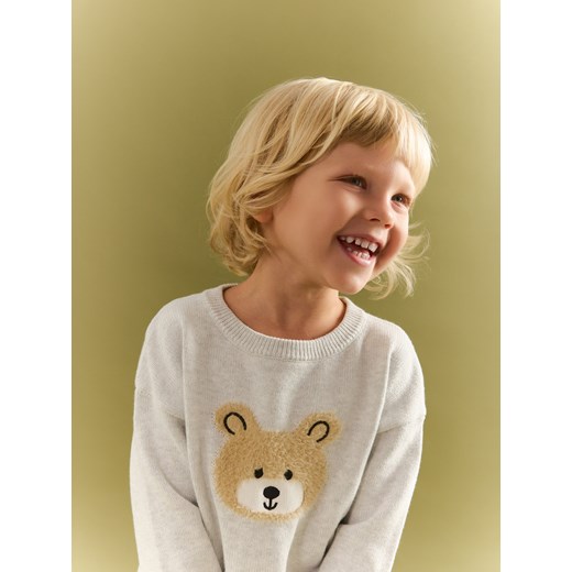 Reserved - Sweter z aplikacją - jasnoszary ze sklepu Reserved w kategorii Swetry chłopięce - zdjęcie 187264775