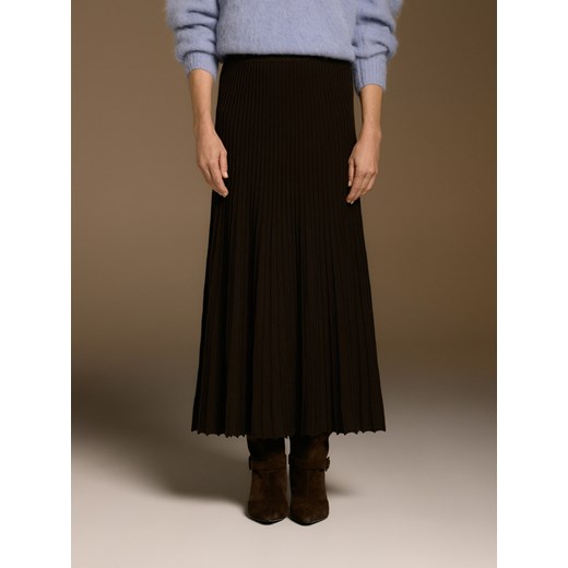Reserved - Spódnica z prążkowanej dzianiny - brązowy ze sklepu Reserved w kategorii Spódnice - zdjęcie 187264826