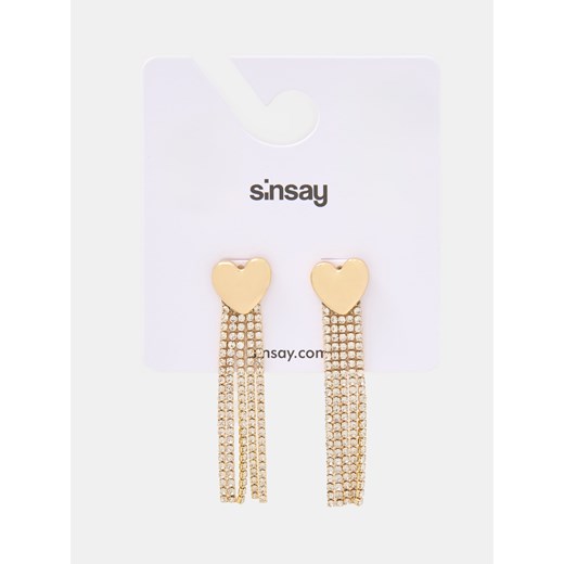 Sinsay - Kolczyki w kształcie serca z błyszczącym wykończeniem - złoty Sinsay One Size Sinsay