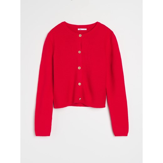Sinsay - Sweter z ozdobnymi guzikami - czerwony Sinsay L Sinsay