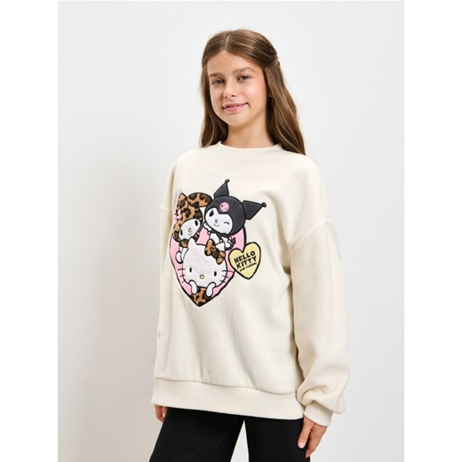 Sinsay - Polarowa bluza crewneck z naszywką Hello Kitty - kremowy ze sklepu Sinsay w kategorii Bluzy dziewczęce - zdjęcie 187266268