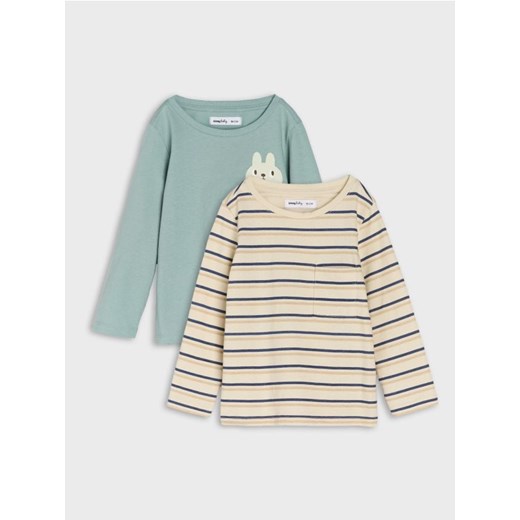 Sinsay - Bawełniana koszulka 2 pack - kremowy - id: 121FX-02X - marki Sinsay - 187266269 Sinsay - Bawełniana koszulka 2 pack - kremowy ze sklepu Sinsay w kategorii Kaftaniki i bluzki - zdjęcie 187266269