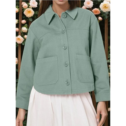 Sinsay - Bawełniana kurtka koszulowa - zielony ze sklepu Sinsay w kategorii Kurtki damskie - zdjęcie 187266275