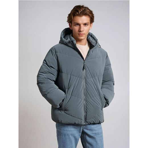 Sinsay - Kurtka pikowana z kapturem - szary ze sklepu Sinsay w kategorii Kurtki męskie - zdjęcie 187266297
