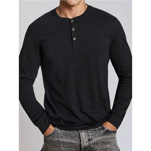 Sinsay - Koszulka z długimi rękawami - czarny ze sklepu Sinsay w kategorii T-shirty męskie - zdjęcie 187266398