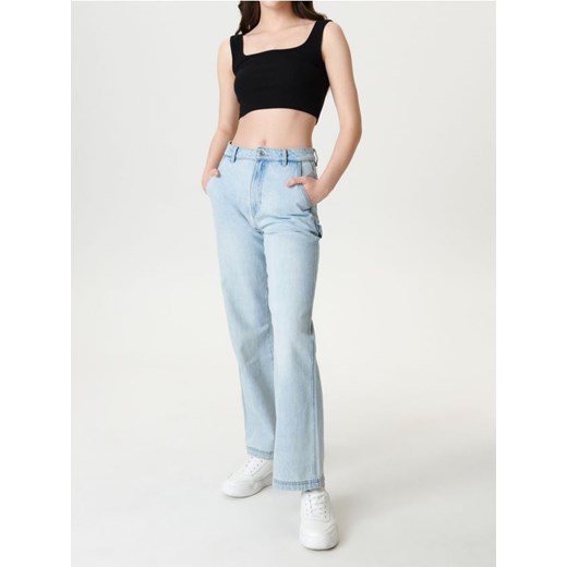 Sinsay - Prążkowany crop top - czarny ze sklepu Sinsay w kategorii Bluzki damskie - zdjęcie 187266438
