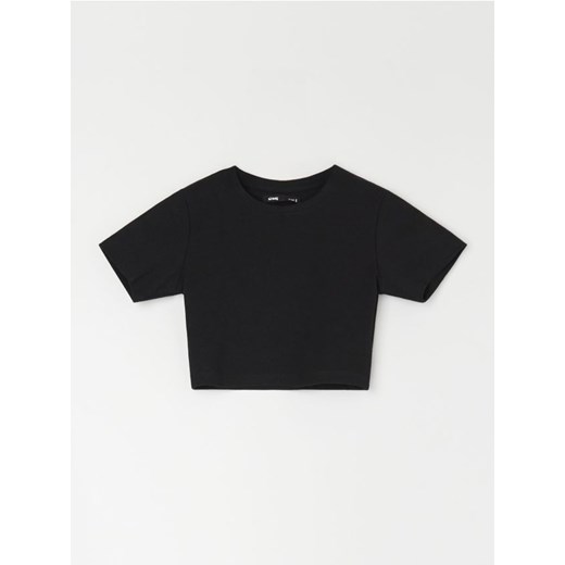 Sinsay - Prążkowany crop top - czarny ze sklepu Sinsay w kategorii Bluzki damskie - zdjęcie 187266466