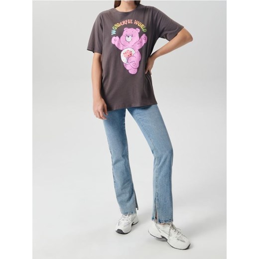 Sinsay - Bawełniana koszulka z nadrukiem Care Bears - szary ze sklepu Sinsay w kategorii Bluzki damskie - zdjęcie 187266479
