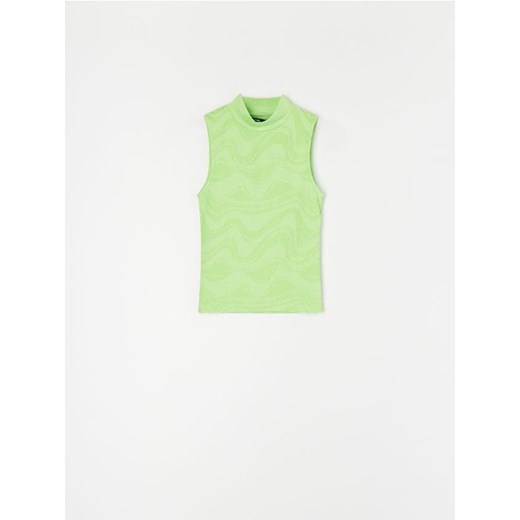 Sinsay - Prążkowana bluzka bez rękawów z półgolfem - wielobarwny ze sklepu Sinsay w kategorii Bluzki damskie - zdjęcie 187266529