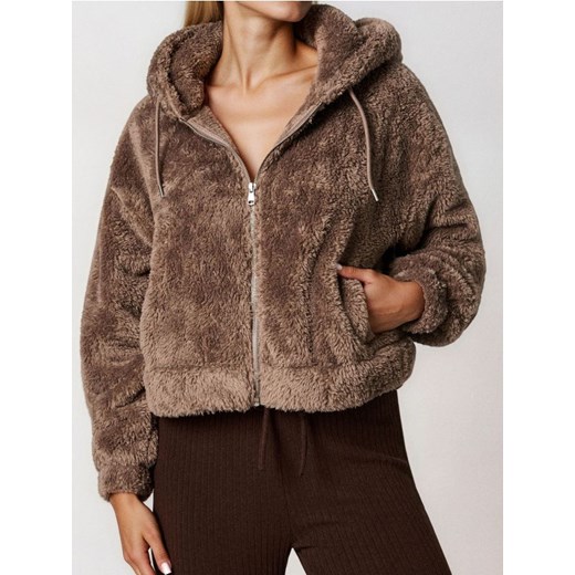 Sinsay - Kurtka rozpinana ze sztucznego futerka - brązowy ze sklepu Sinsay w kategorii Bluzy damskie - zdjęcie 187266539