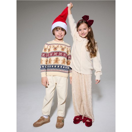 Sinsay - Sweter z motywem świątecznym - kremowy - id: 932BQ-02X - marki Sinsay - 187266547 Sinsay - Sweter z motywem świątecznym - kremowy ze sklepu Sinsay w kategorii Swetry dziewczęce - zdjęcie 187266547