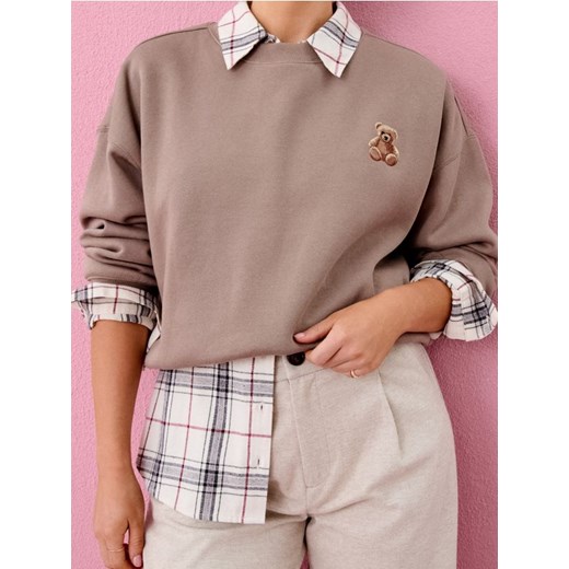 Sinsay - Bluza crewneck z nadrukiem - brązowy ze sklepu Sinsay w kategorii Bluzy damskie - zdjęcie 187266565