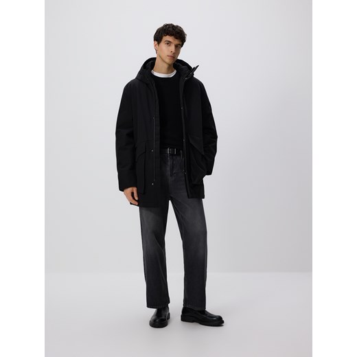 Reserved - Wodoodporna parka z kapturem - czarny ze sklepu Reserved w kategorii Parki męskie - zdjęcie 187267546