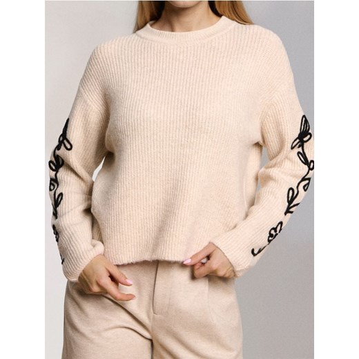 Sinsay - Prążkowany sweter - beżowy ze sklepu Sinsay w kategorii Swetry damskie - zdjęcie 187267757
