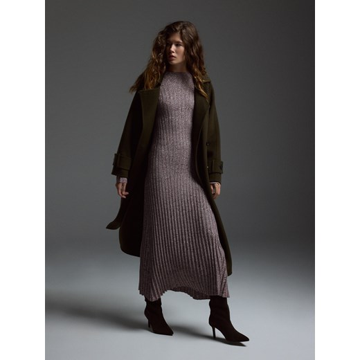 Reserved - Sukienka midi z lyocellem - brązowy ze sklepu Reserved w kategorii Sukienki - zdjęcie 187269065