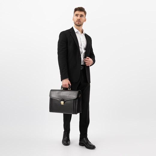 Wojas Czarna Klasyczna Teczka Męska Ze Skóry Licowej ze sklepu Wojas w kategorii Torby męskie - zdjęcie 187269697