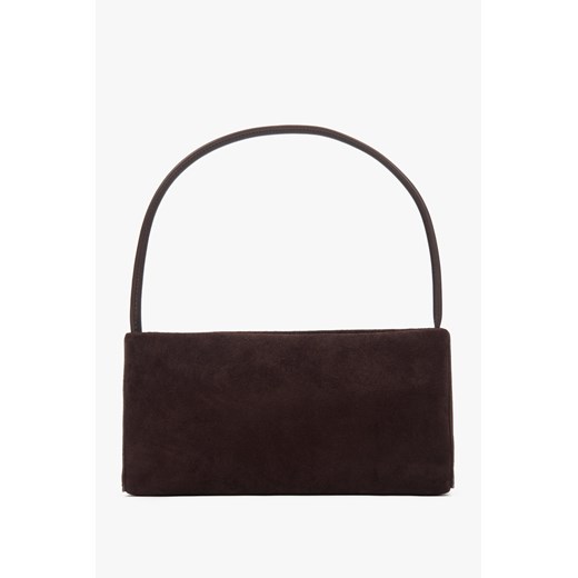 Estro: Ciemnobrązowa torebka damska na ramię z weluru naturalnego - id: 15271230505308 - marki Estro - 187270096 Estro: Ciemnobrązowa torebka damska na ramię z weluru naturalnego ze sklepu Estro w kategorii Kopertówki - zdjęcie 187270096