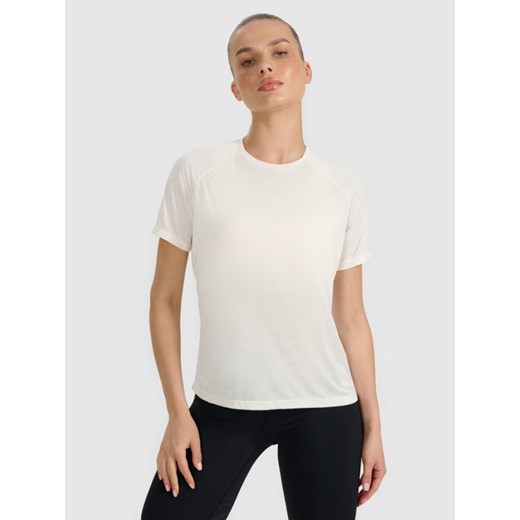 Damska koszulka do biegania 4F 4FWAW25TFTSF1502 - biała ze sklepu Sportstylestory.com w kategorii Kurtki damskie - zdjęcie 187270367