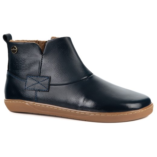 Buty damskie zimowe barefoot skórzane Z-B07 granatowe zamek - id: 11747n - marki Olivier - 187270447 Buty damskie zimowe barefoot skórzane Z-B07 granatowe zamek ze sklepu butyolivier w kategorii Botki - zdjęcie 187270447