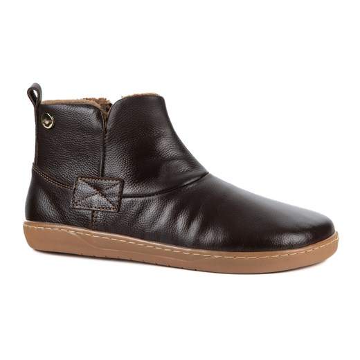 Buty damskie zimowe barefoot skórzane Z-B07 brązowe  licowe na zamek - id: 11743n - marki Olivier - 187270448 Buty damskie zimowe barefoot skórzane Z-B07 brązowe  licowe na zamek ze sklepu butyolivier w kategorii Botki - zdjęcie 187270448