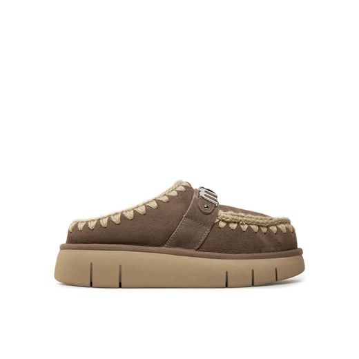 Mou Kapcie Bounce Clog Metal Logo FW531001A Brązowy ze sklepu MODIVO w kategorii Kapcie damskie - zdjęcie 187270935