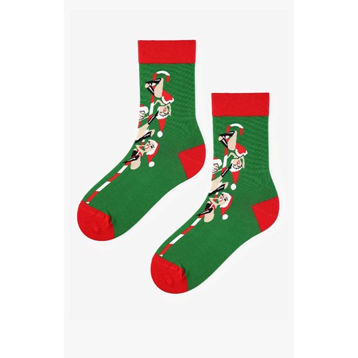 Marilyn skarpetki męskie bawełniane z grafiką świąteczną Santa Girls, Kolor zielono-czerwony, Rozmiar 41-45, Marilyn ze sklepu Intymna w kategorii Skarpetki męskie - zdjęcie 187272096