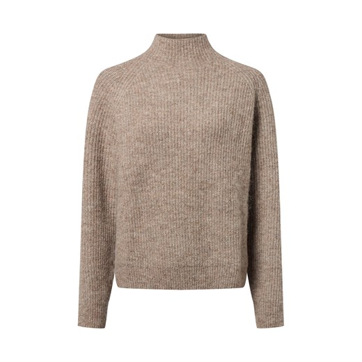 Marie Lund Damski sweter z dzianiny z wełną i alpaką Kobiety Sztuczne włókno taupe marmurkowy ze sklepu vangraaf w kategorii Swetry damskie - zdjęcie 187273685