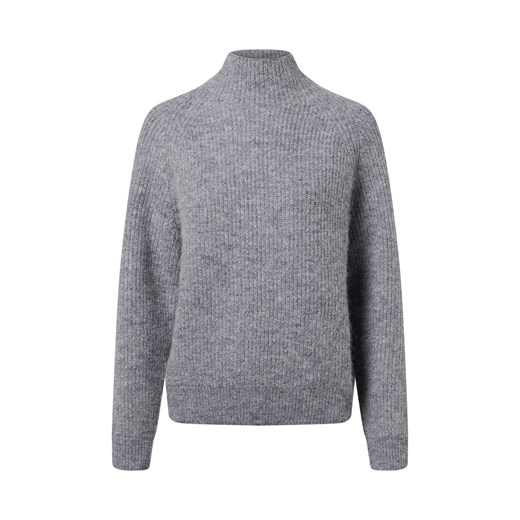 Marie Lund Damski sweter z dzianiny z wełną i alpaką Kobiety Sztuczne włókno jasny szary marmurkowy ze sklepu vangraaf w kategorii Swetry damskie - zdjęcie 187273689