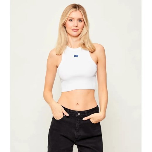 Hugo Blue Top Baby | Cropped Fit ze sklepu Gomez Fashion Store w kategorii Bluzki damskie - zdjęcie 187274129